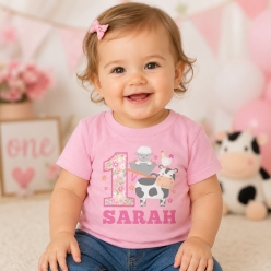 Farm 1st Personalized Pink T-shirt